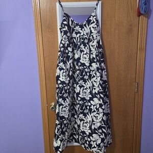 Floral Navy and White Maxi Dress